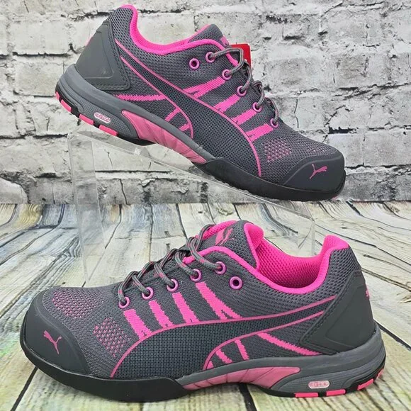 Puma Safety Shoes Women's‎ Size 8.5 Steel Toe Celerity Knit Gray Pink Work - NEW - Picture 2 of 12